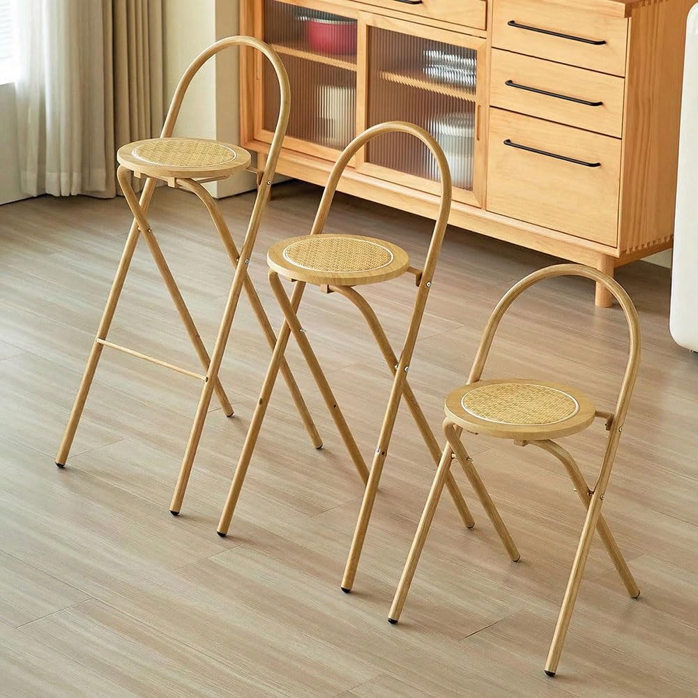 Folding Rattan Wood Bar Stool L408037