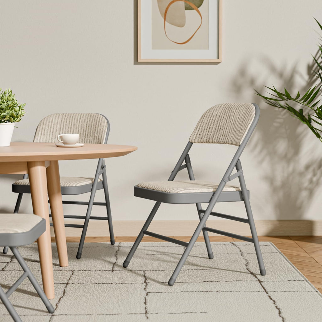 8 Pack Padded Folding Chairs with Fabric Cushion and Back Q725