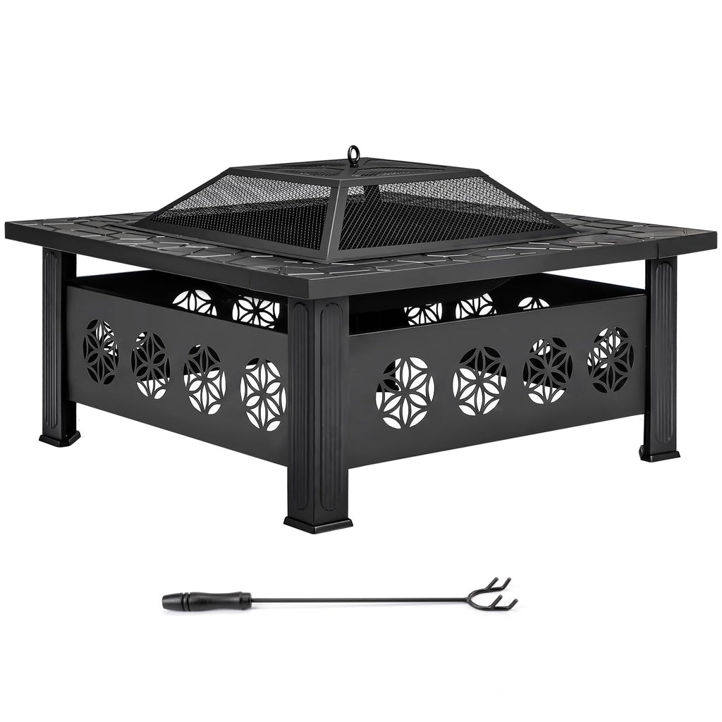 32 Inch Black Wrought Iron Wood Burning Fire Pit G829