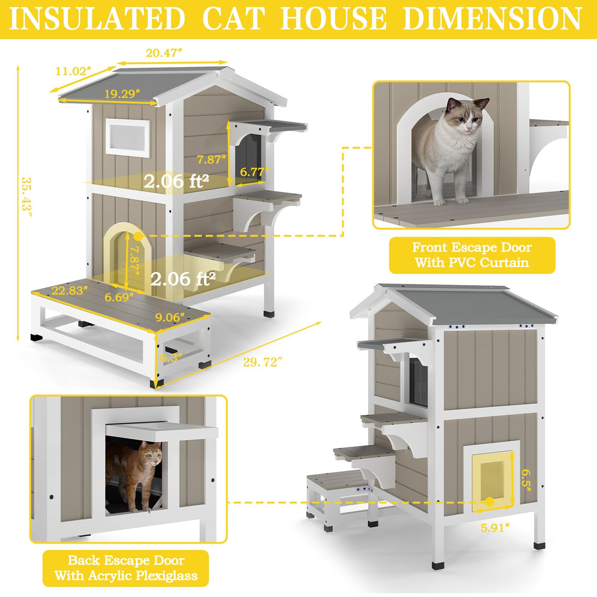 2-Story Insulated Outdoor Cat House O213