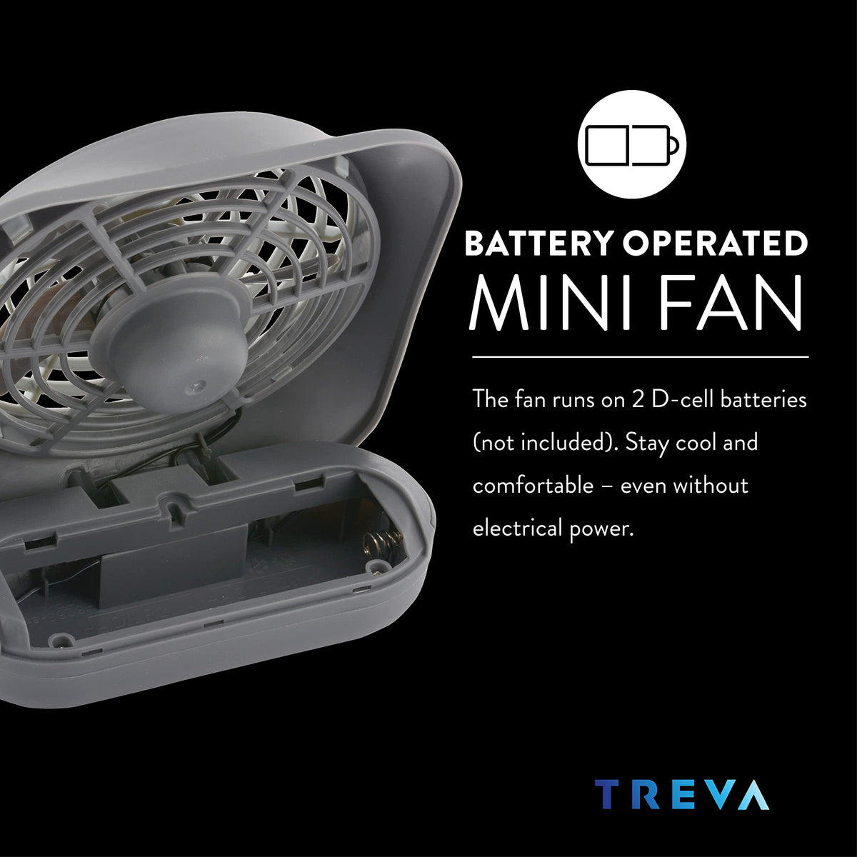 Portable Battery Powered Desk Fan 2-Speed Dark Blue K237
