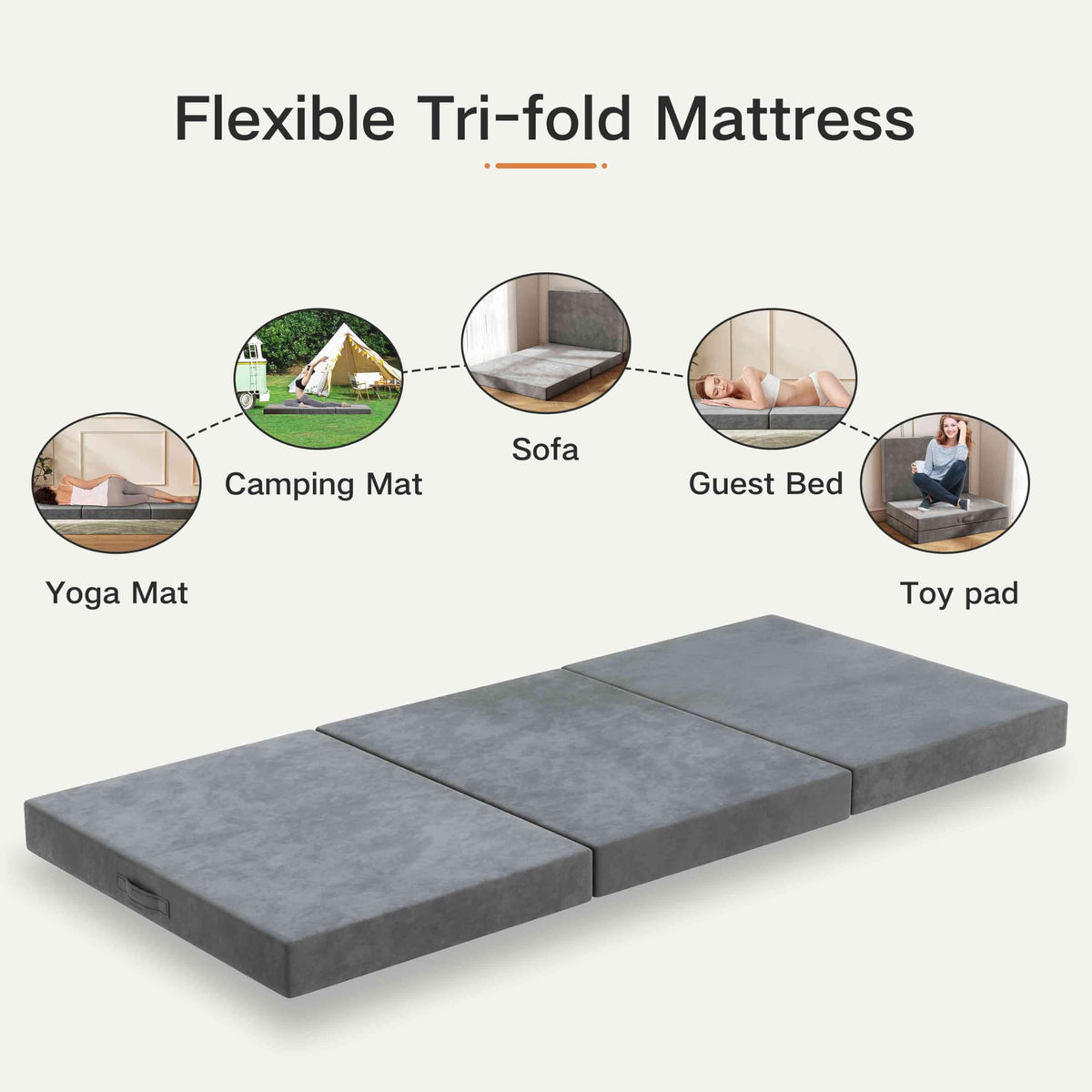 4 Inch Single Tri-Fold Mattress Topper L9350