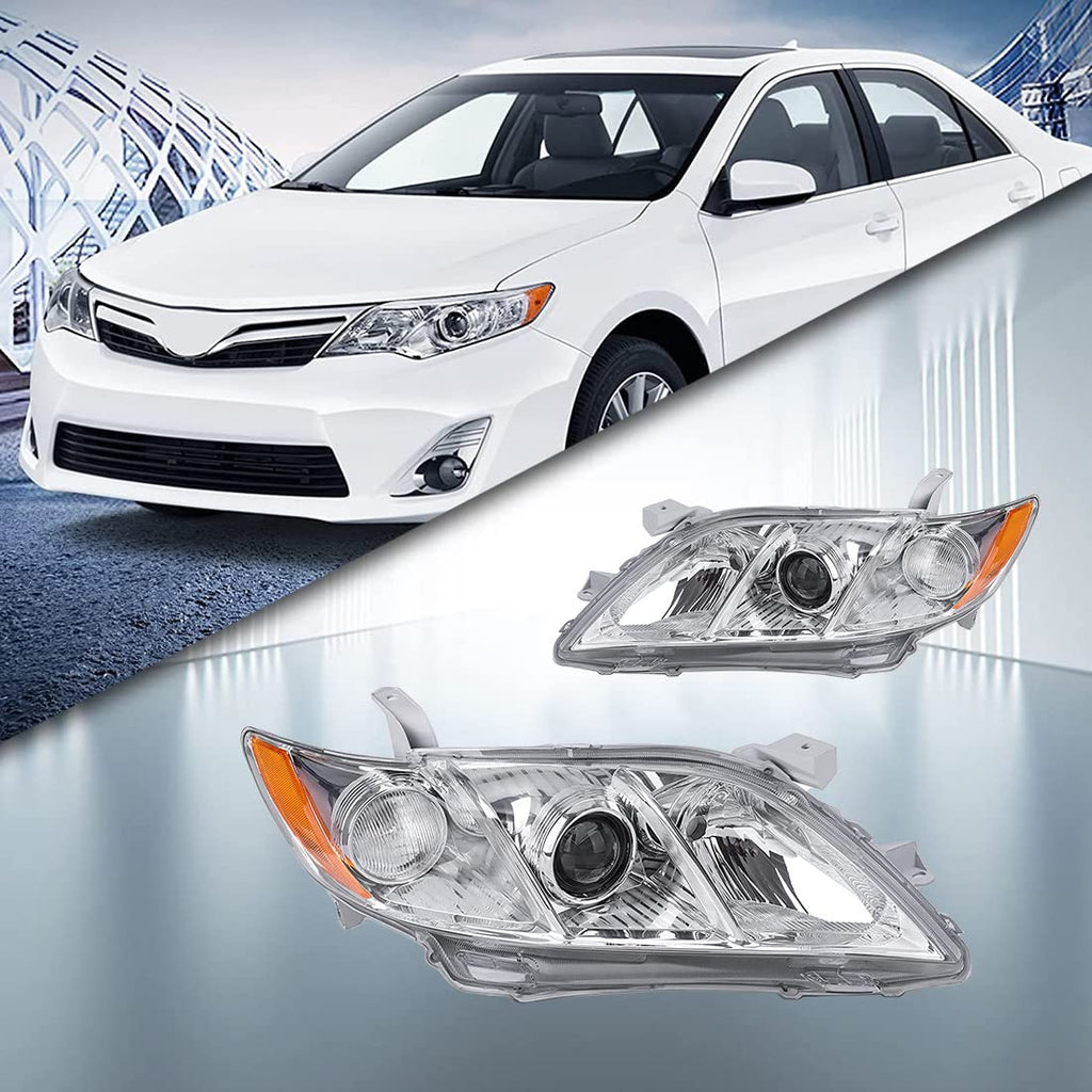Chrome Housing Amber Reflector Clear Lens Headlights E7112