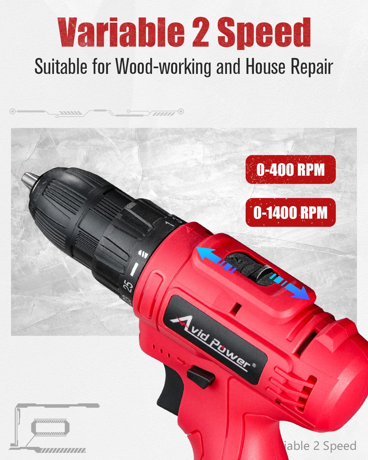 12V Cordless Drill Set 3/8" Power Driver X11695