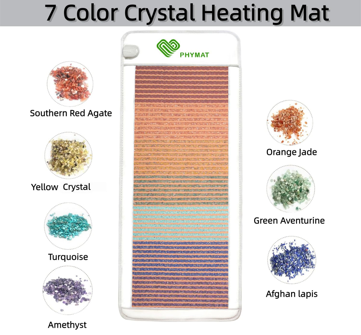 7-Chakra Gemstone Far Infrared Crystal Heating Mat A6205