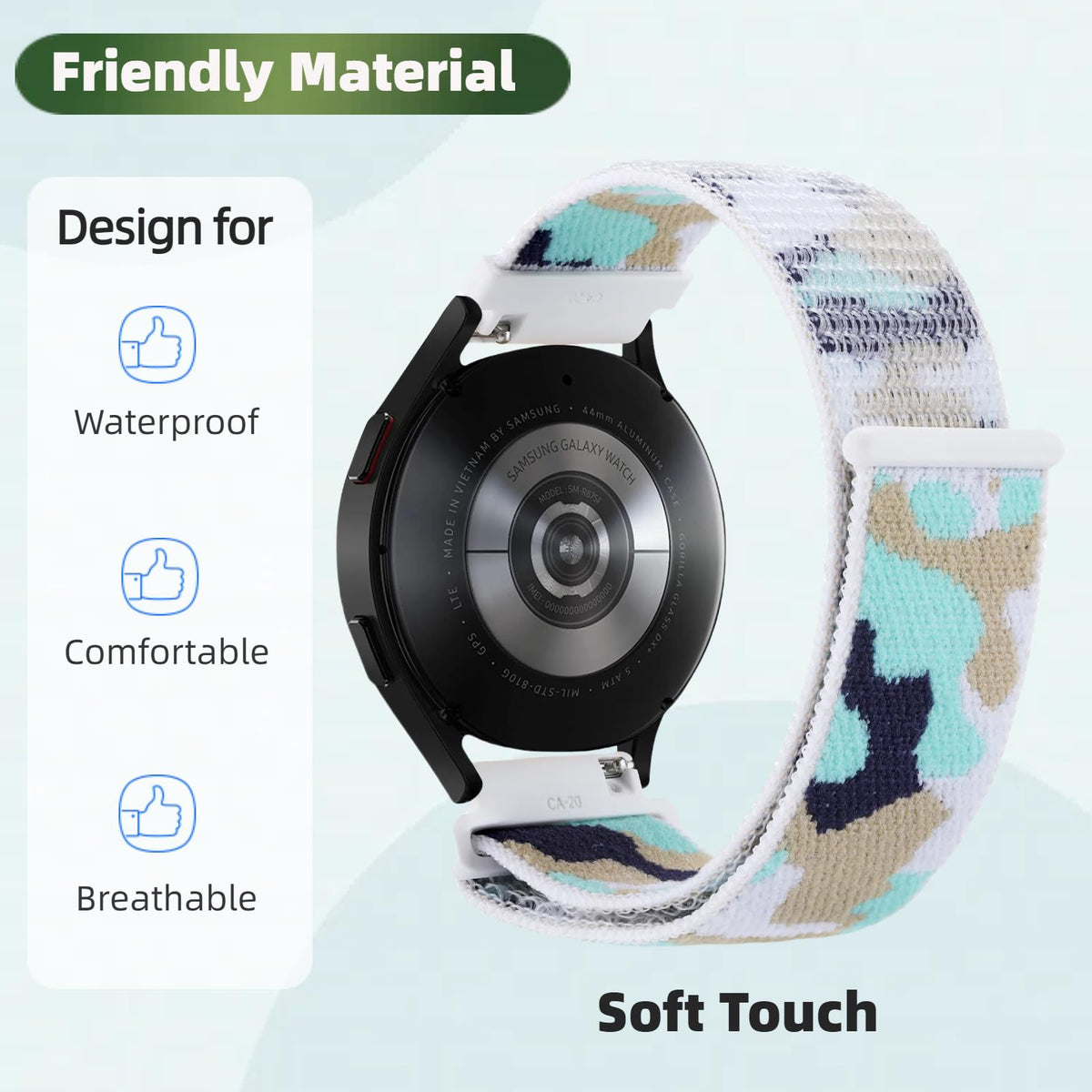 3 Pack 20mm Nylon Sport Loop Band Camouflage H116267
