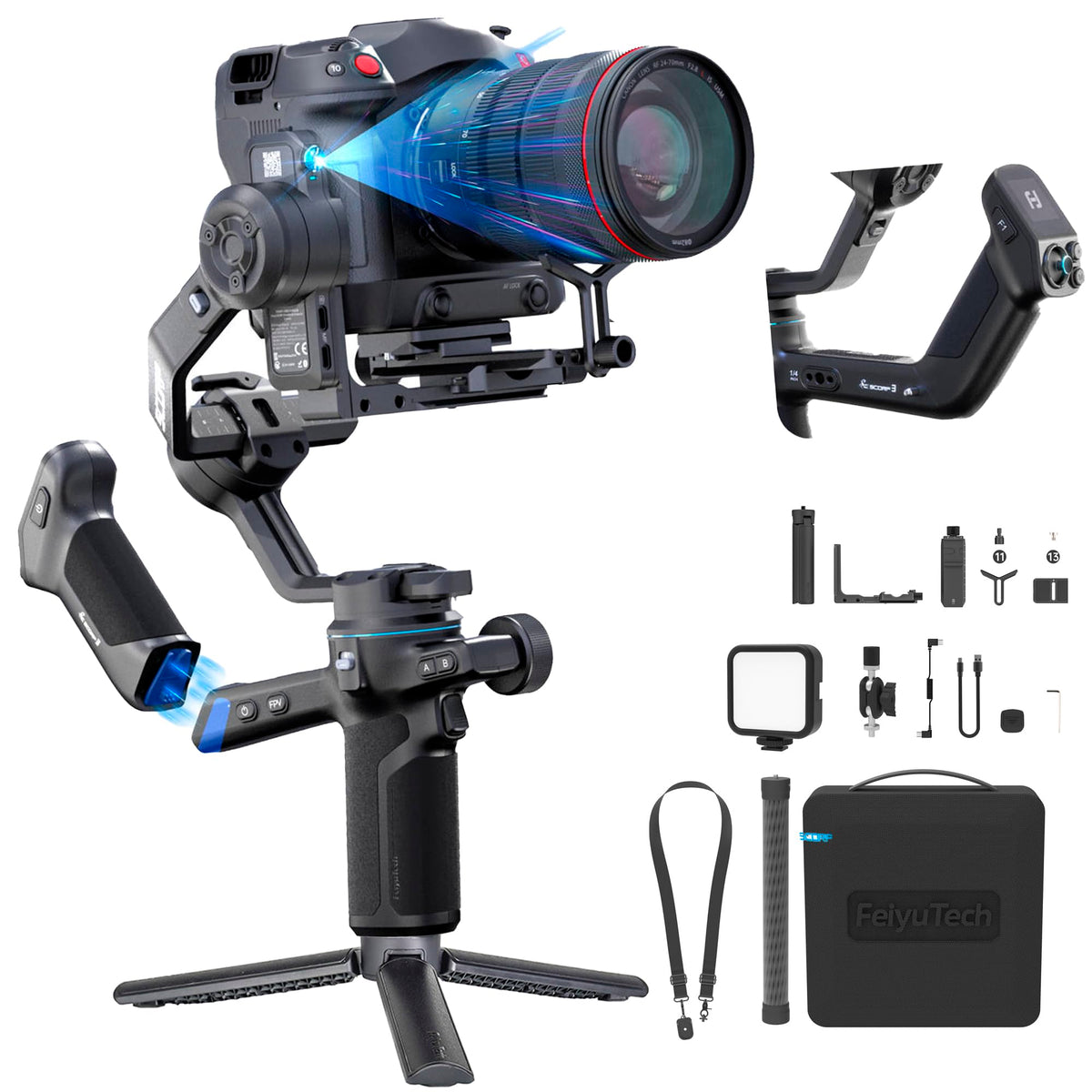 3-Axis Gimbal Stabilizer with AI Tracking and Detachable Handle S221