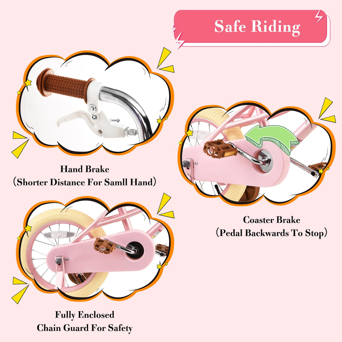 Kids Bike with Training Wheels, Basket and Streamers O329826