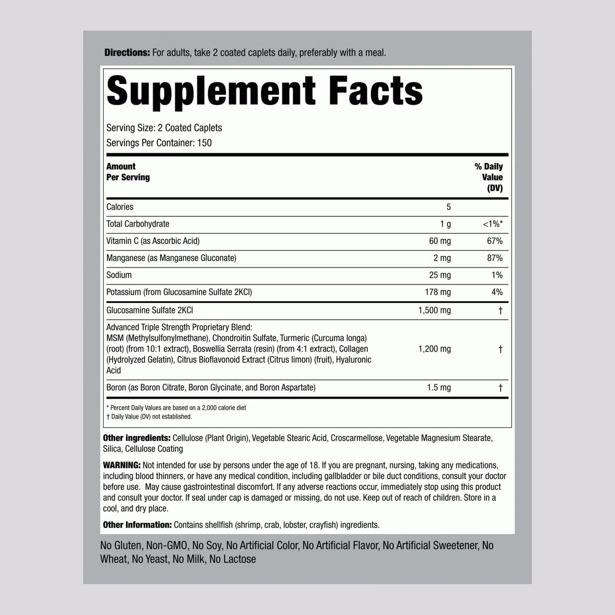 Glucosamine Chondroitin MSM Turmeric 300 Caplets T36120