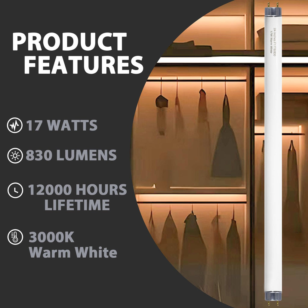 24 inch Warm White Fluorescent Tube Light 8 Pack S7363
