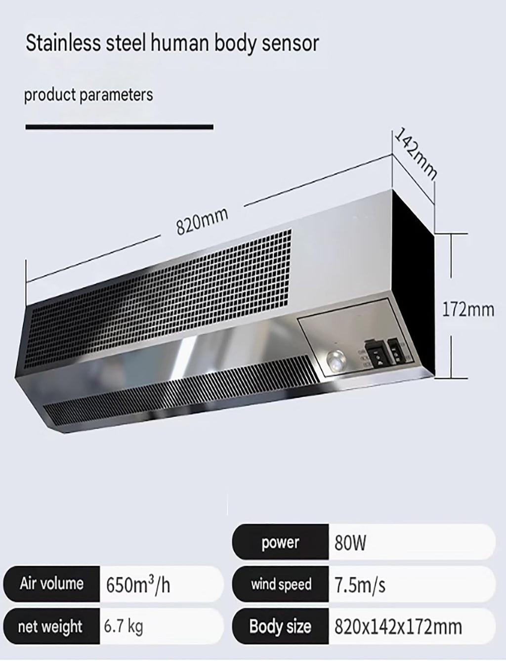 Elevator Air Curtain with Human Sensor Silver S95515
