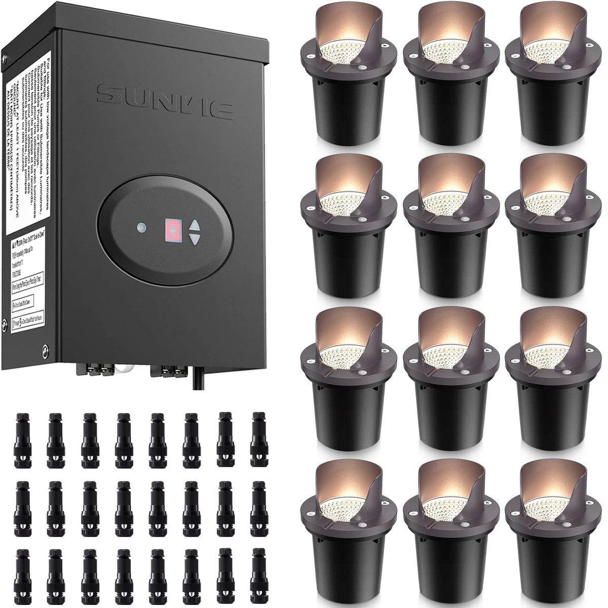 12 Pack Warm White Waterproof Low Voltage Landscape Lights N96676