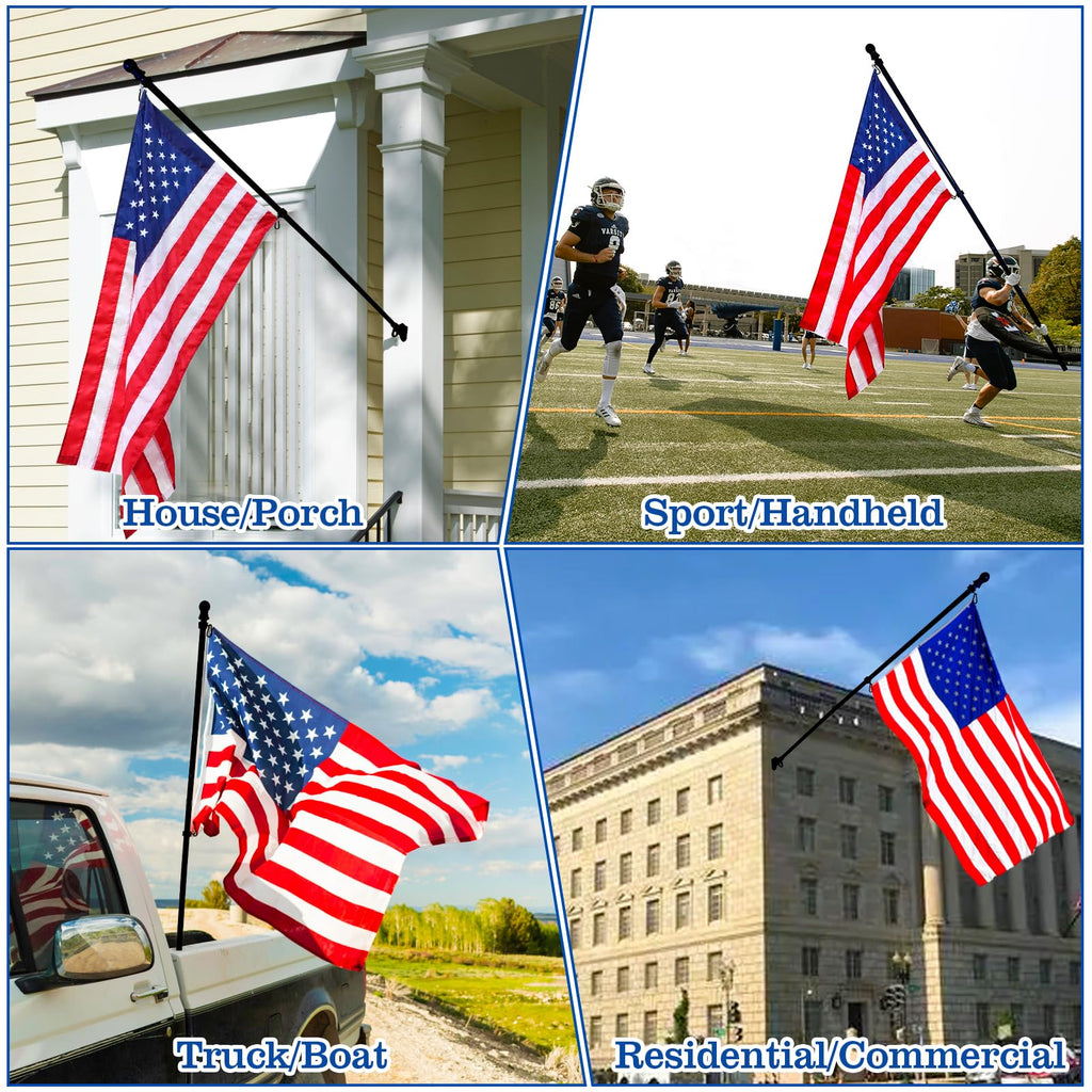 Black 5 FT Stainless Steel Wall Mount Flag Pole Kit D8755