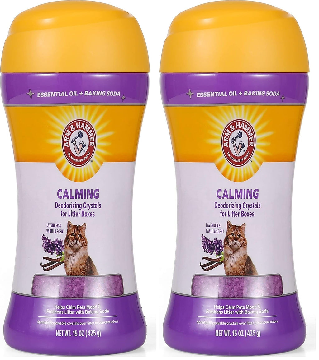 Cat Litter Deodorizing Crystals with Baking Soda, Lavender and Vanilla Scent, 15 Oz - 2 Pack K255265