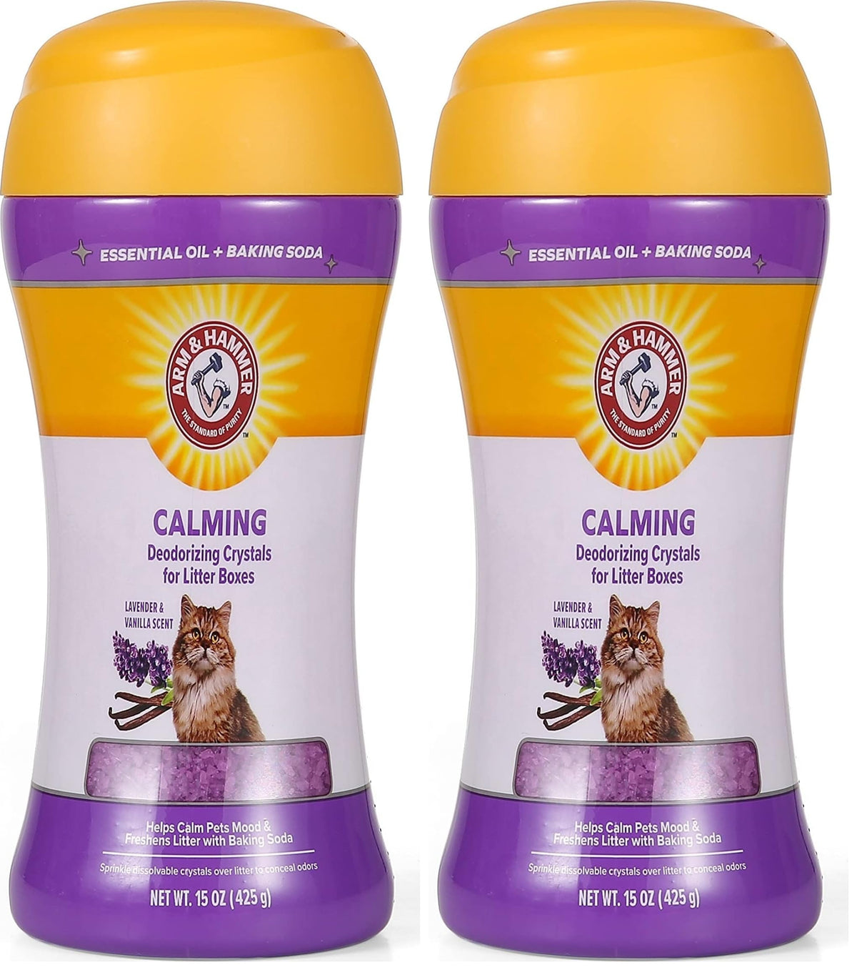 Cat Litter Deodorizing Crystals with Baking Soda, Lavender and Vanilla Scent, 15 Oz - 2 Pack K255265