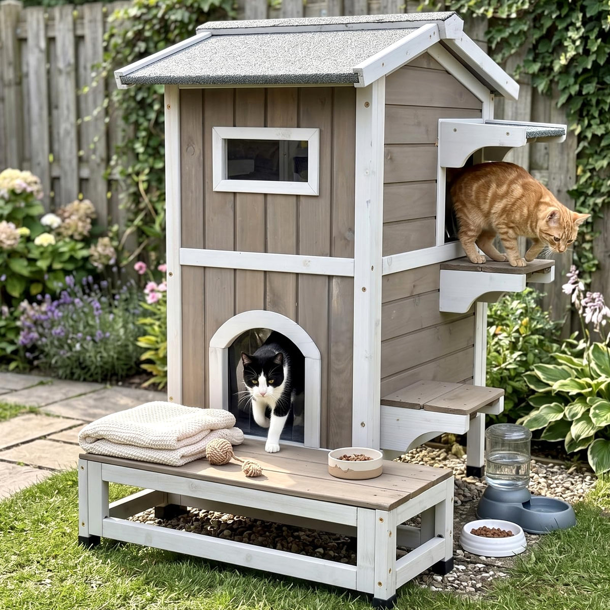 2-Story Insulated Outdoor Cat House O213