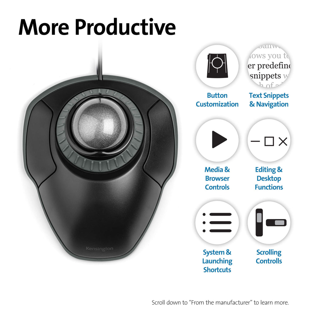 Black-Grey Trackball Mouse with Scroll Ring Q463400