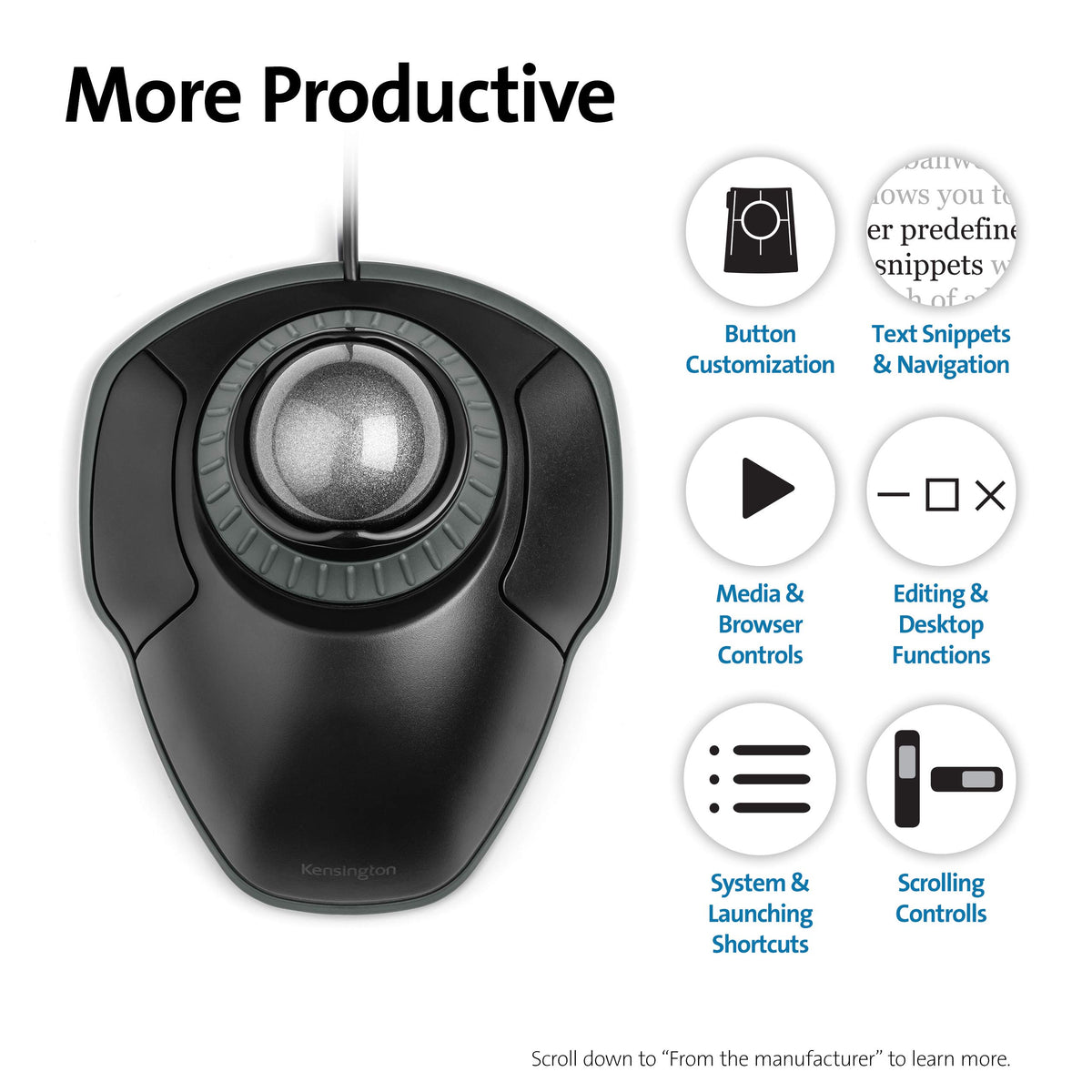 Black-Grey Trackball Mouse with Scroll Ring Q463400