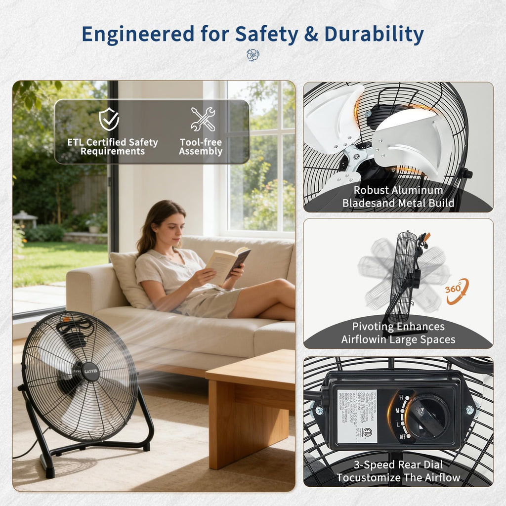 20 Inch 3 Speed High Velocity Floor Fan X1669