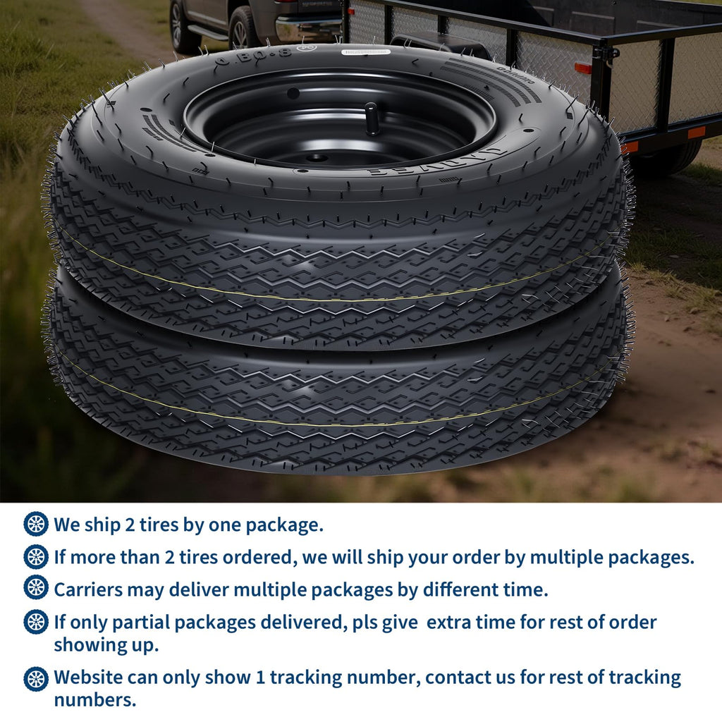 2-Pack Trailer Tire on Rim 4.80-8 4 Lug Black S567161