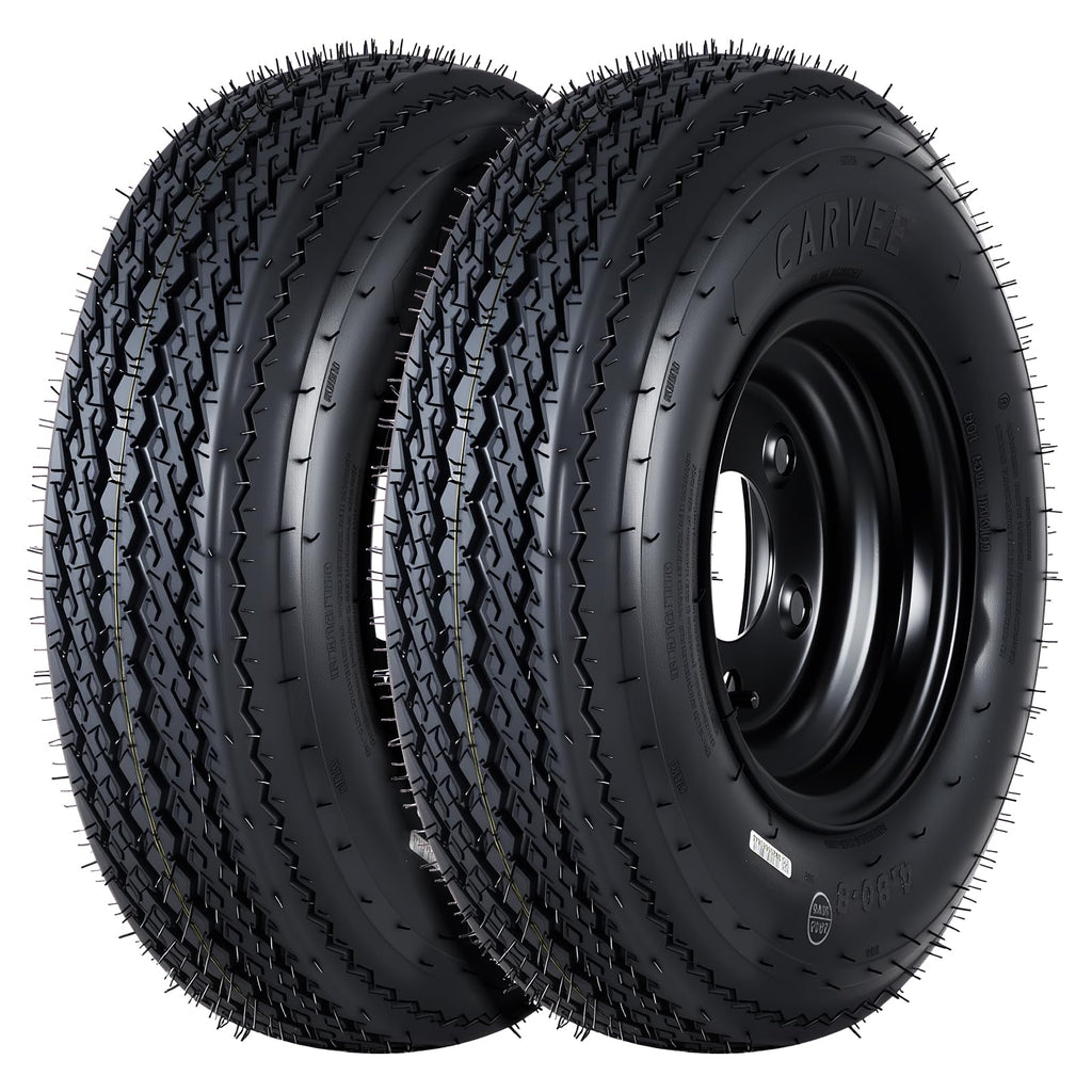 2-Pack Trailer Tire on Rim 4.80-8 4 Lug Black S567161