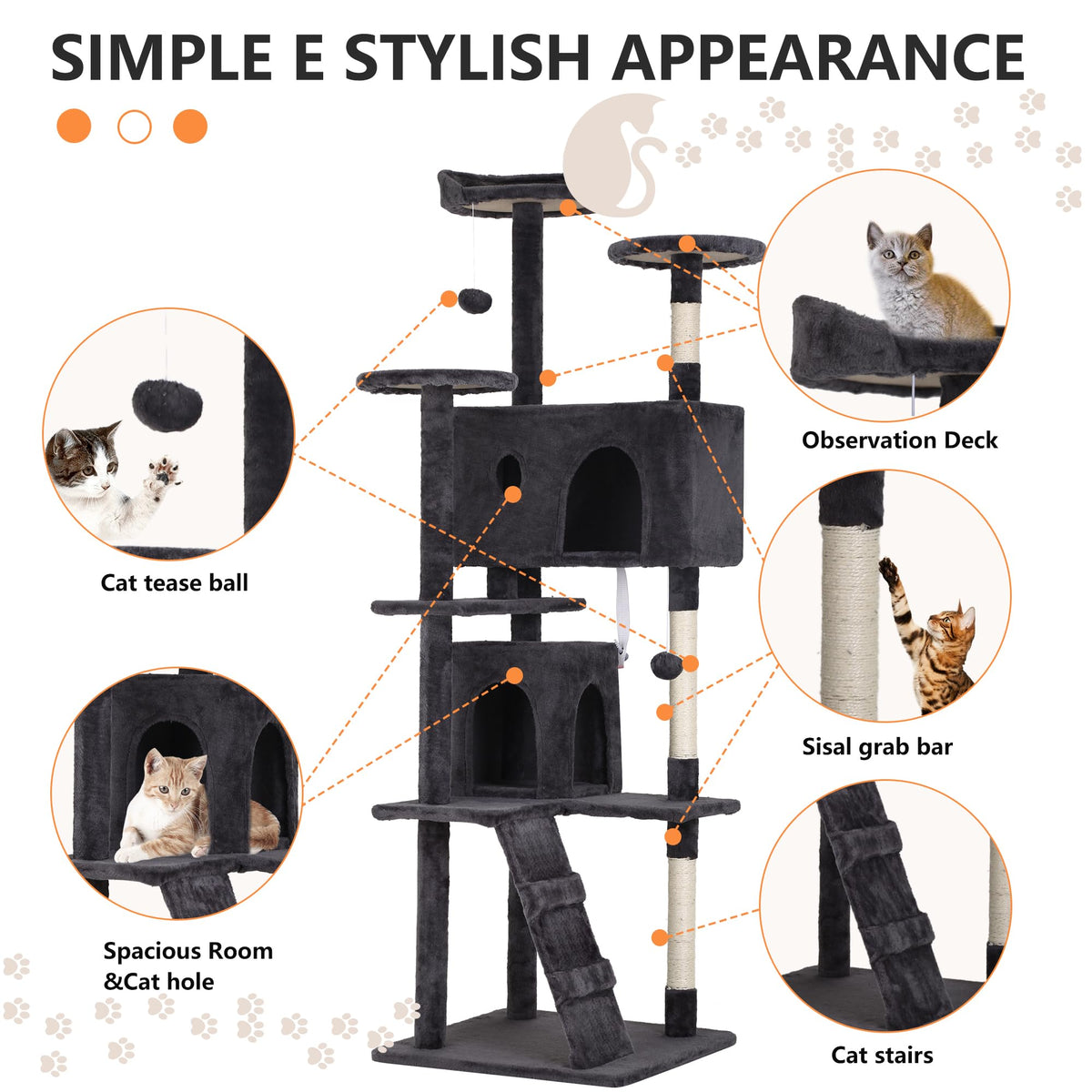 Dark Gray Multi-Level Cat Tree L218146