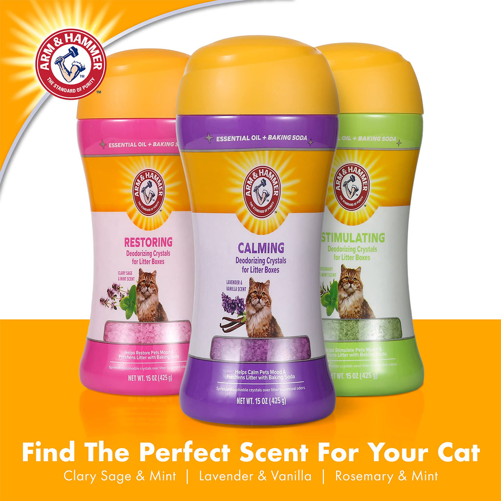 Cat Litter Deodorizing Crystals with Baking Soda, Lavender and Vanilla Scent, 15 Oz - 2 Pack K255265