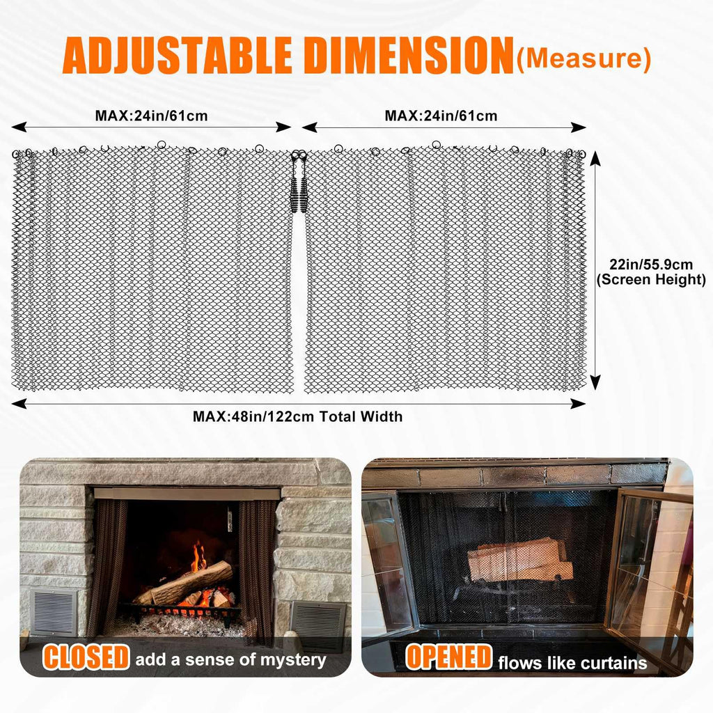 2 Pack Fireplace Screen Mesh Curtain M13182