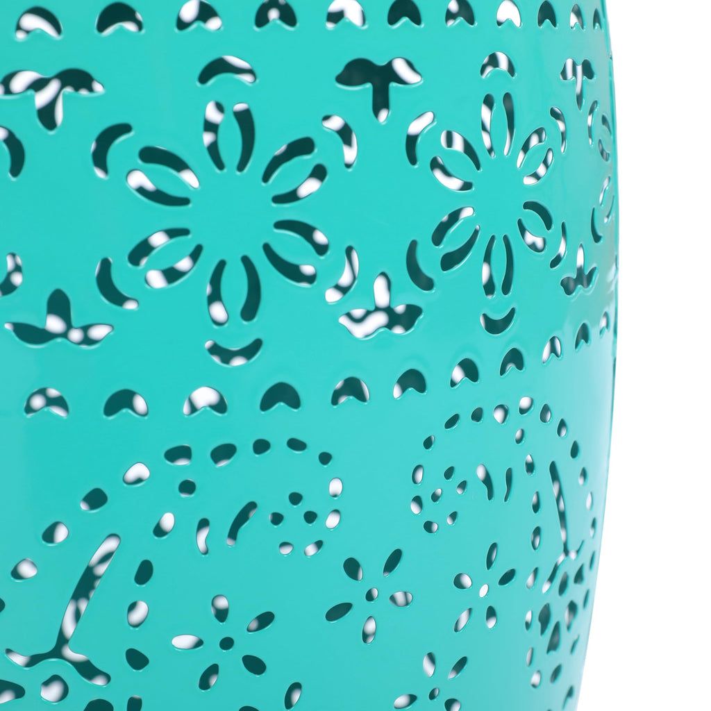 Teal Metal Patio Side Table O2242