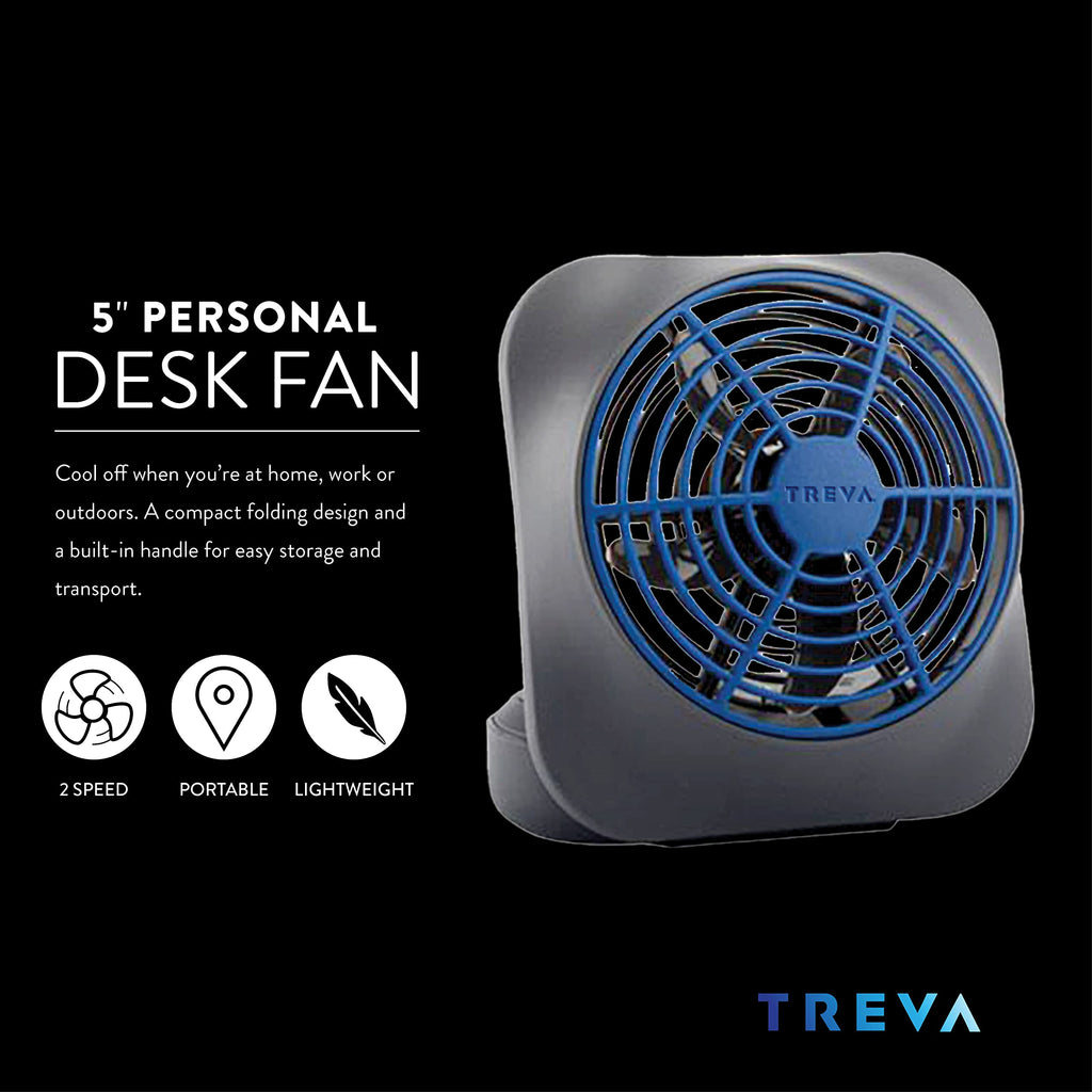 Portable Battery Powered Desk Fan 2-Speed Dark Blue K237