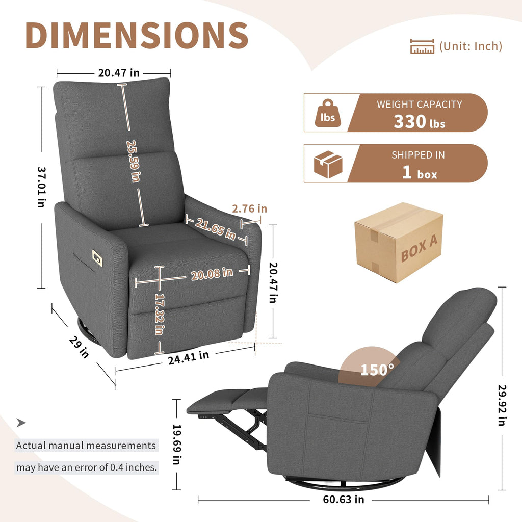 Dark Gray Velvet Swivel Rocker Chair R7523