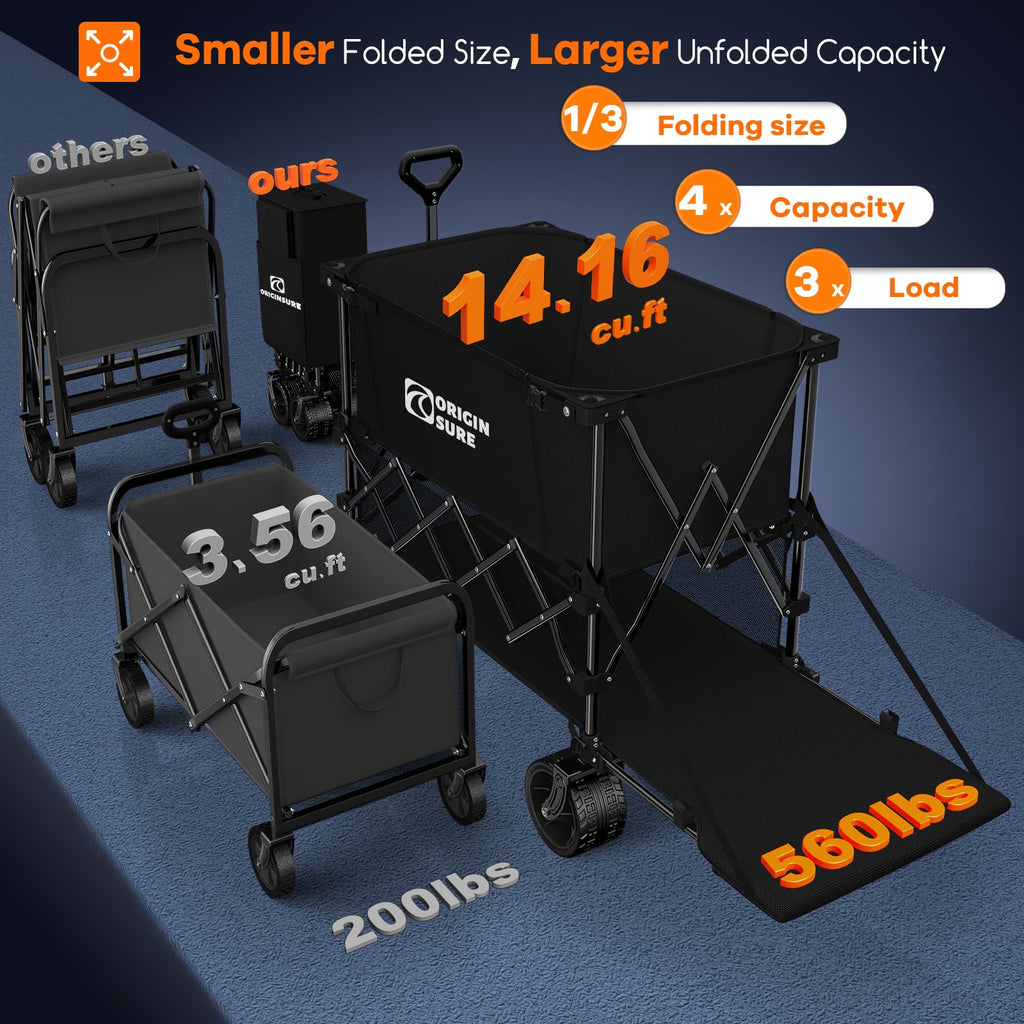 Foldable Double Decker Wagon, 560lbs, Black J99908