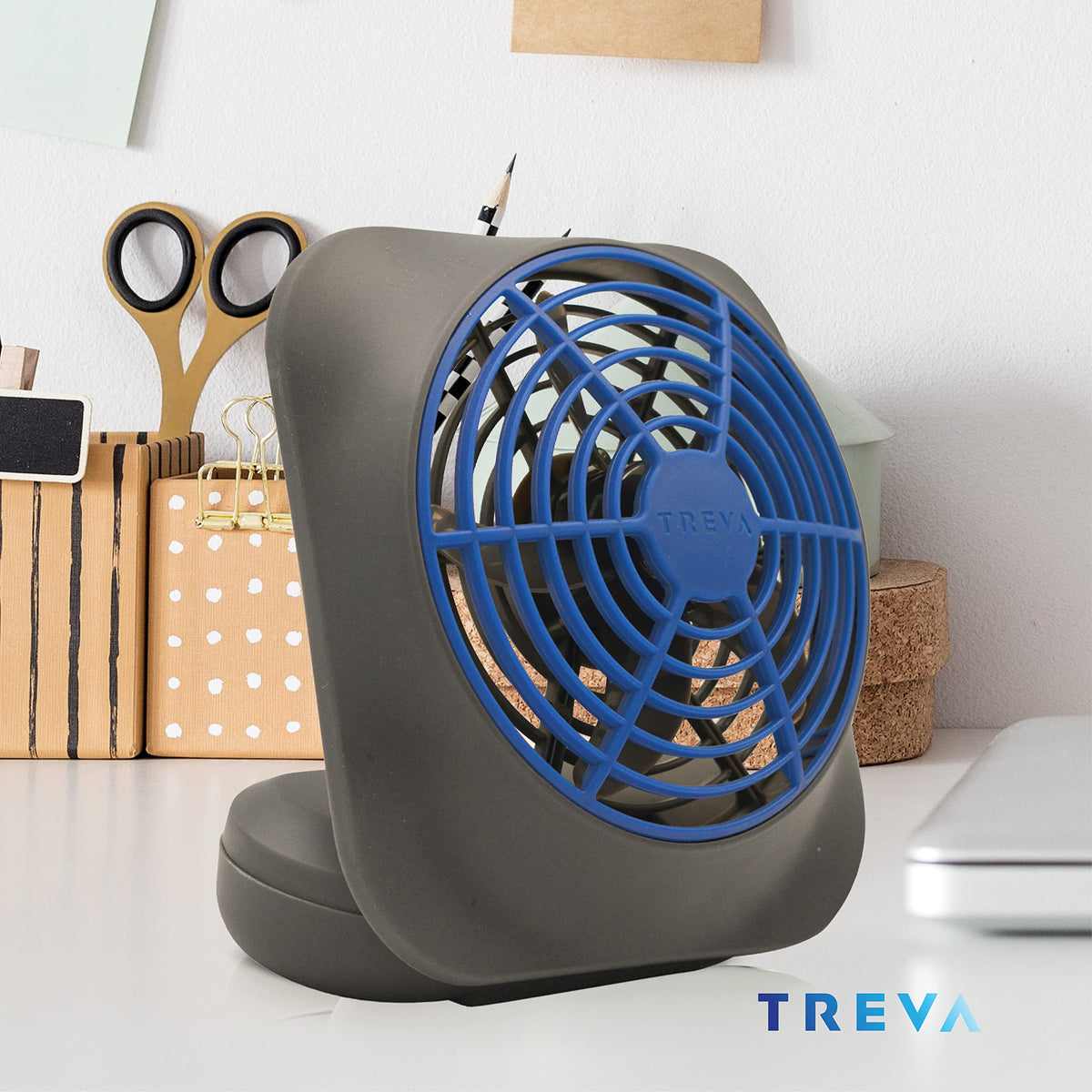 Portable Battery Powered Desk Fan 2-Speed Dark Blue K237