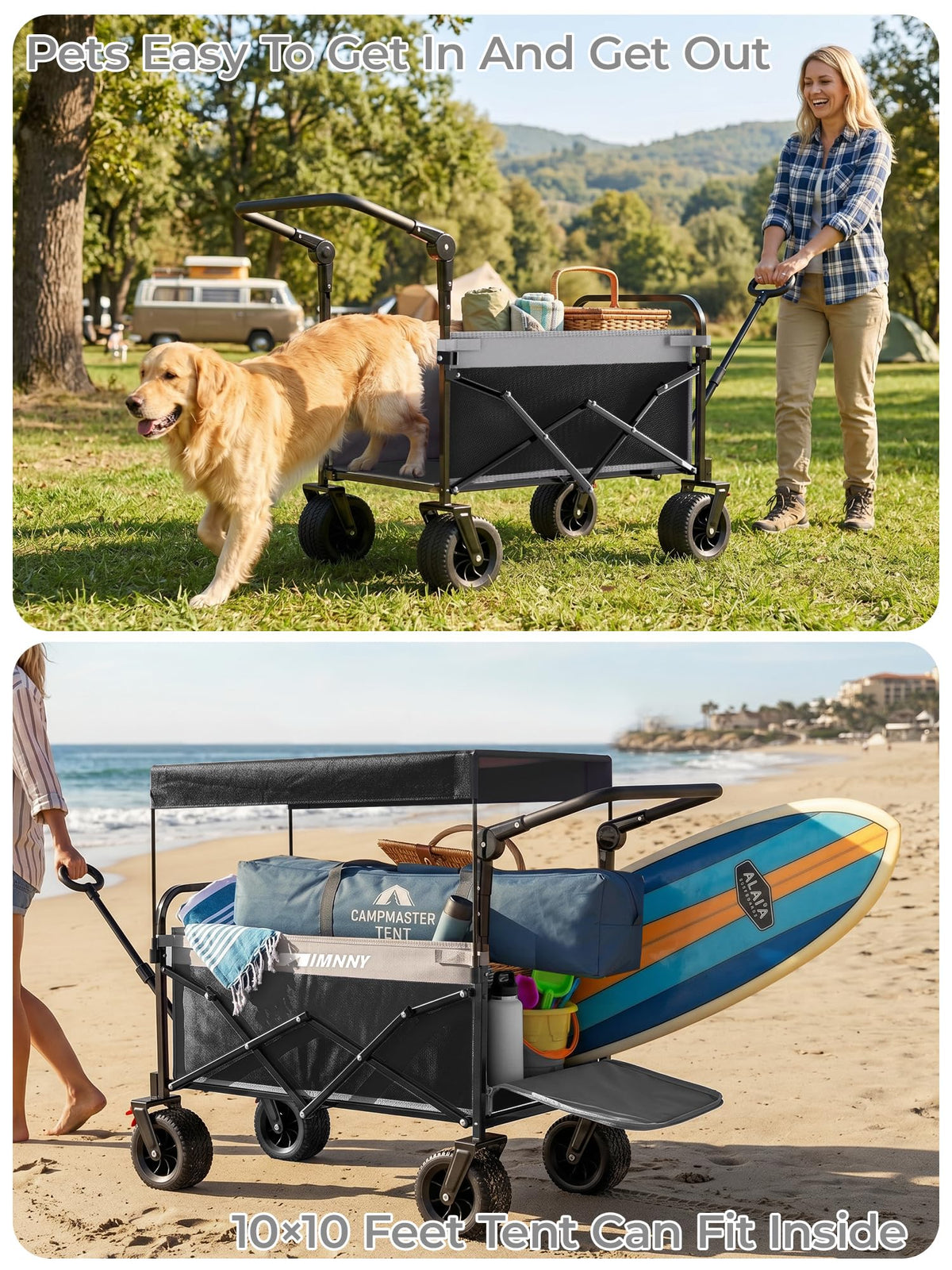 Collapsible Wagon with Canopy Black W4085