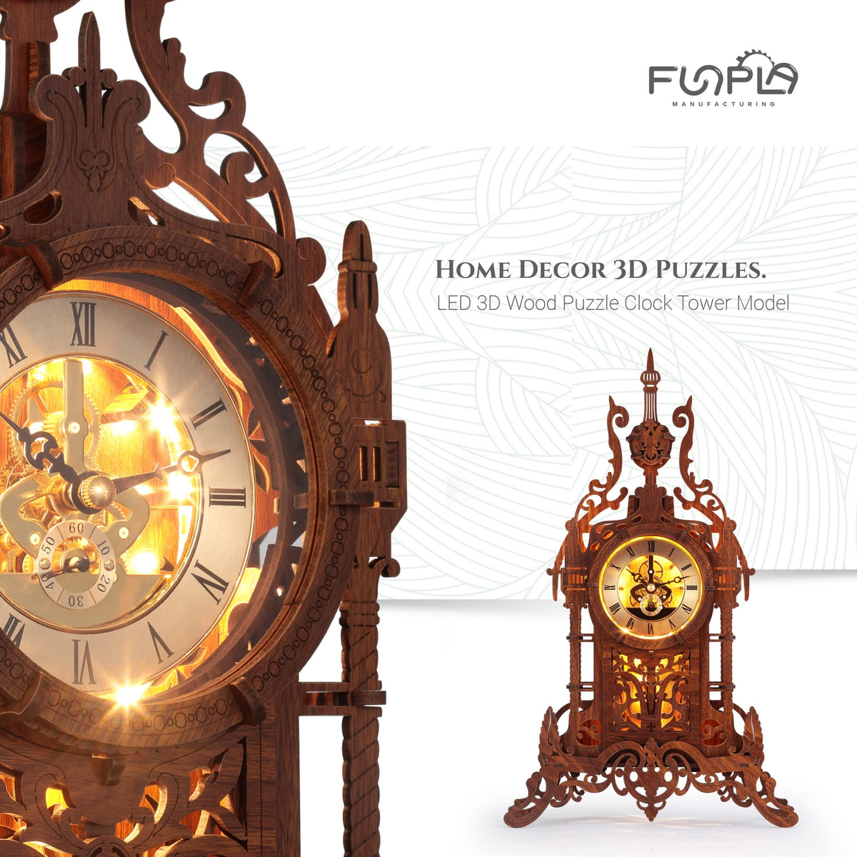 LED 3D Wood Puzzle Clock Tower S21408