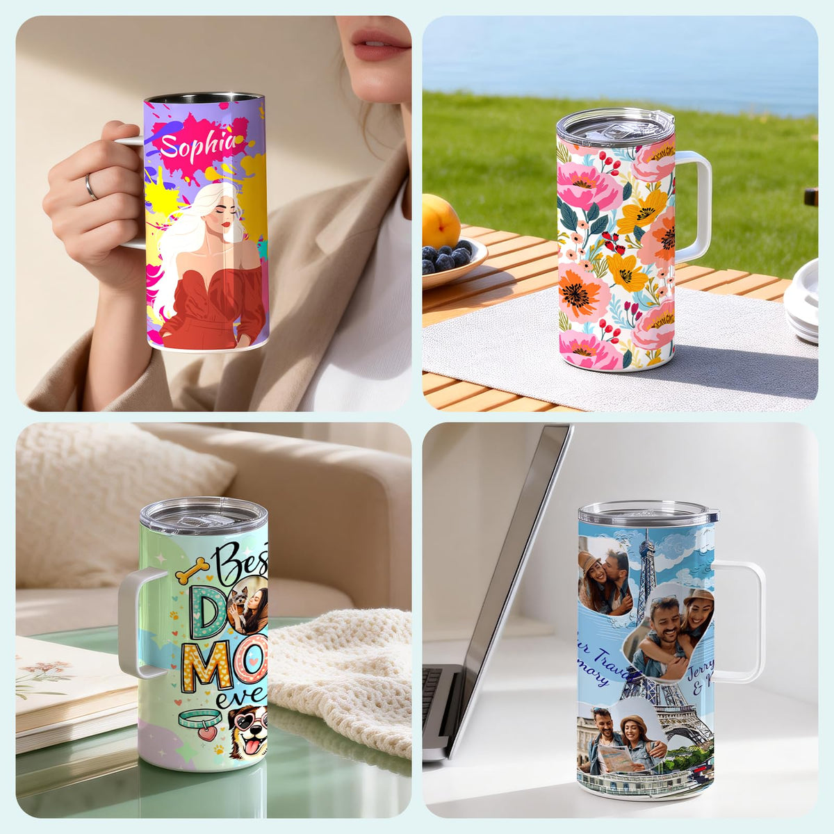4 Pack 20 OZ Sublimation Tumblers with Printable Handle J362