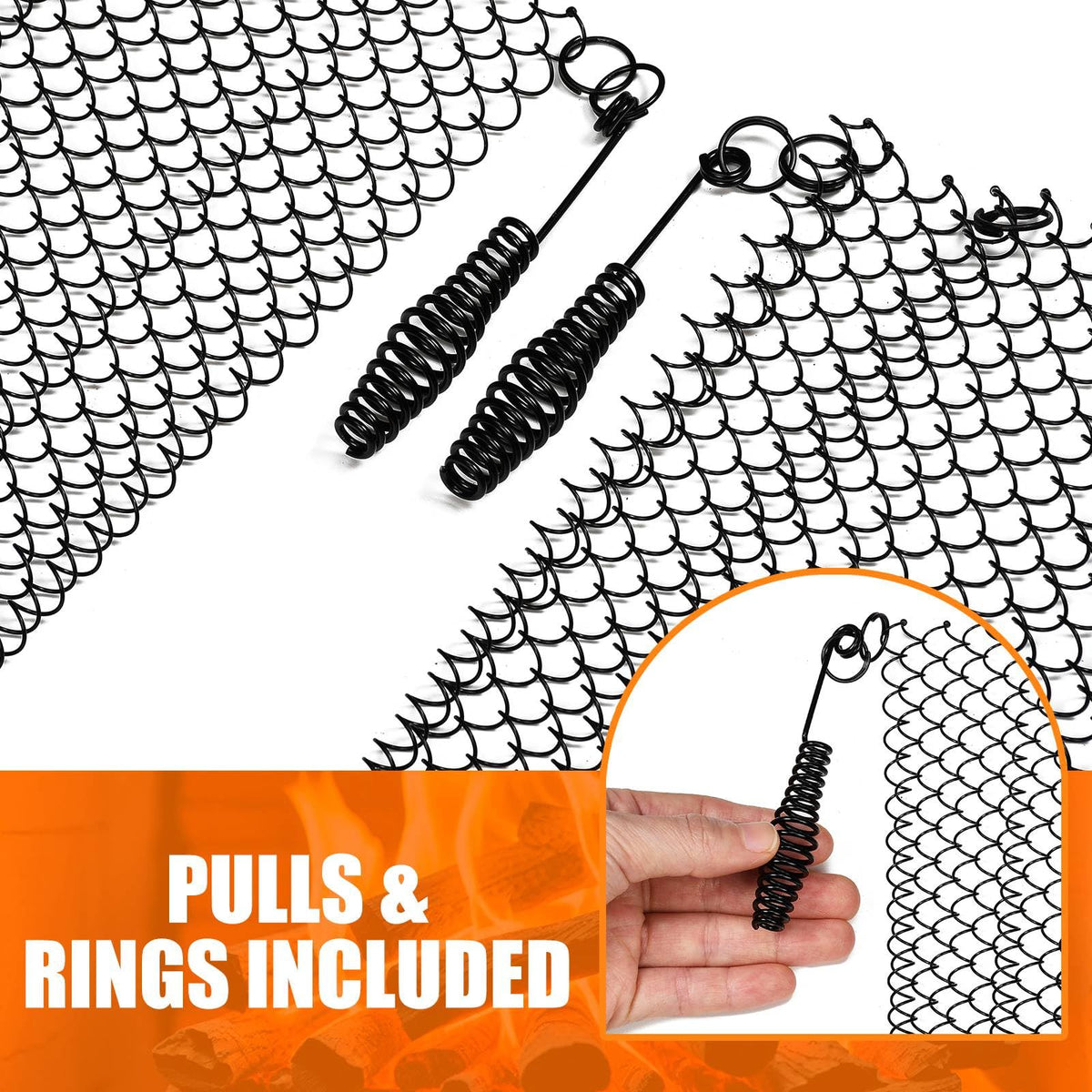 2 Pack Fireplace Screen Mesh Curtain M13182