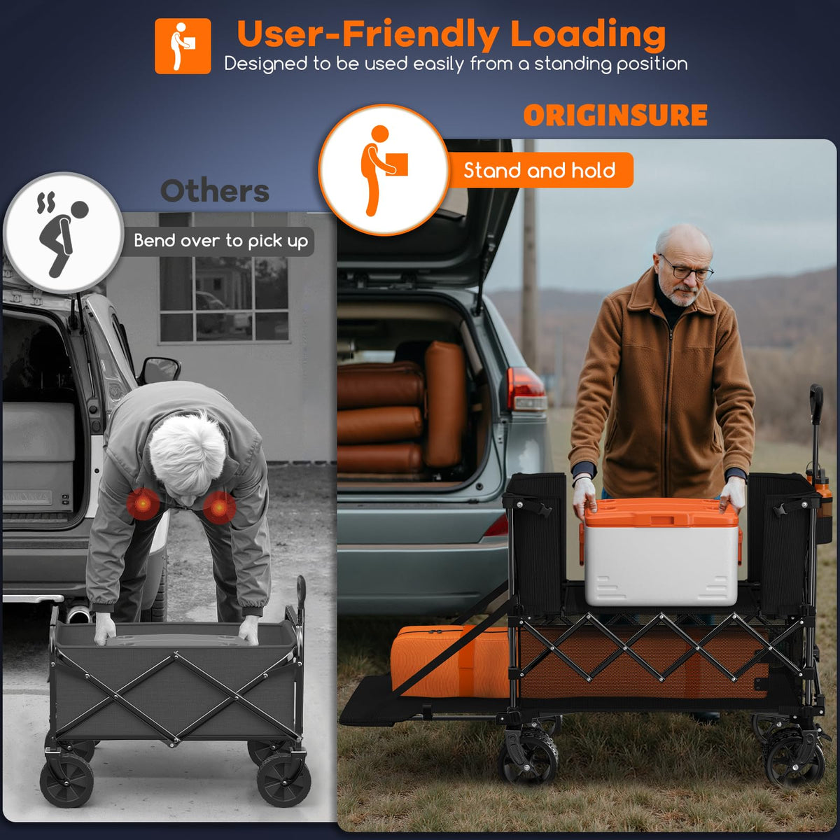 Foldable Double Decker Wagon, 560lbs, Black J99908