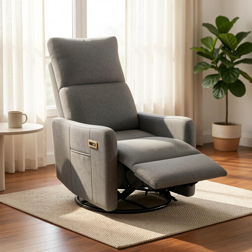 Dark Gray Velvet Swivel Rocker Chair R7523