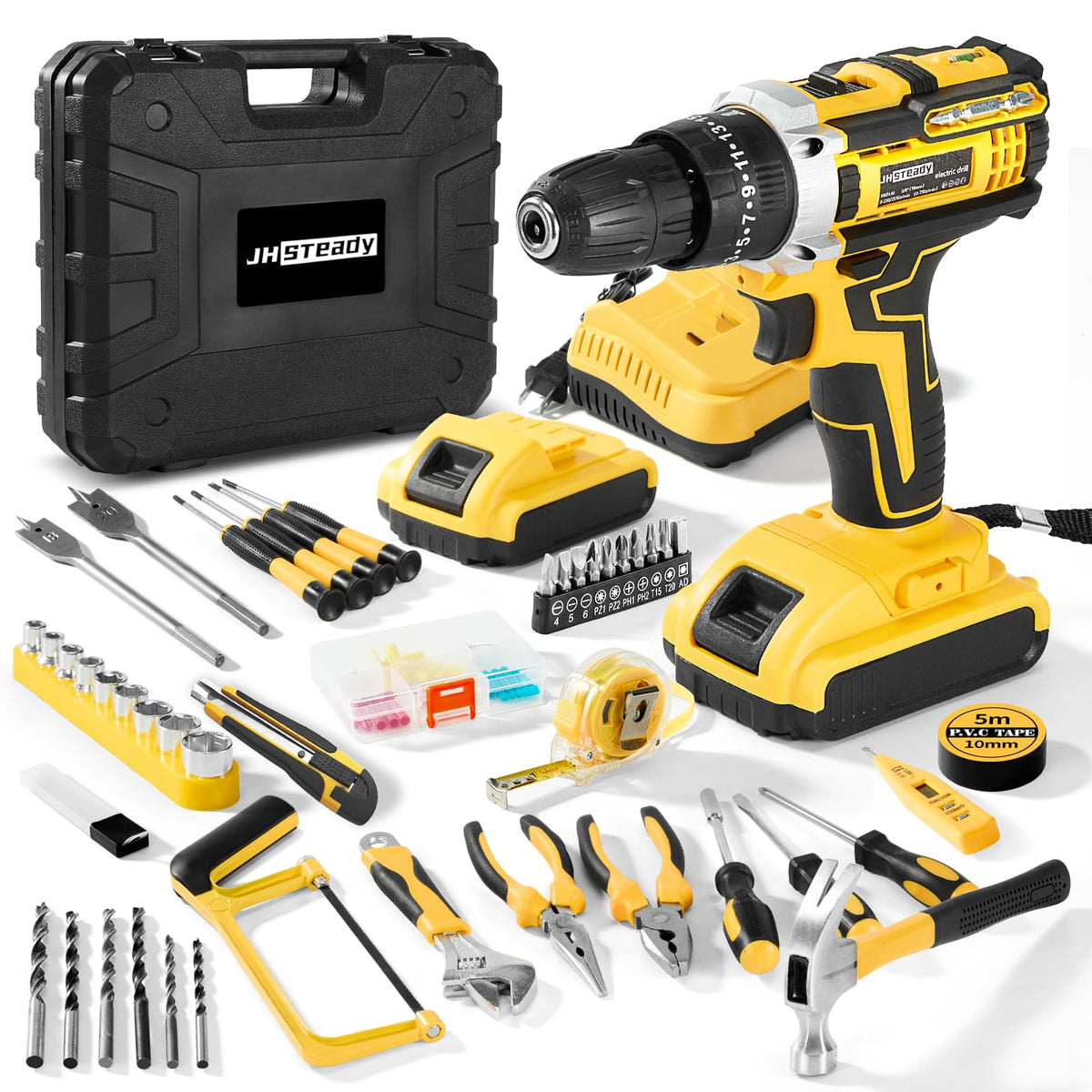 21V Cordless Drill Driver Kit with 2 Batteries & Charger C3035