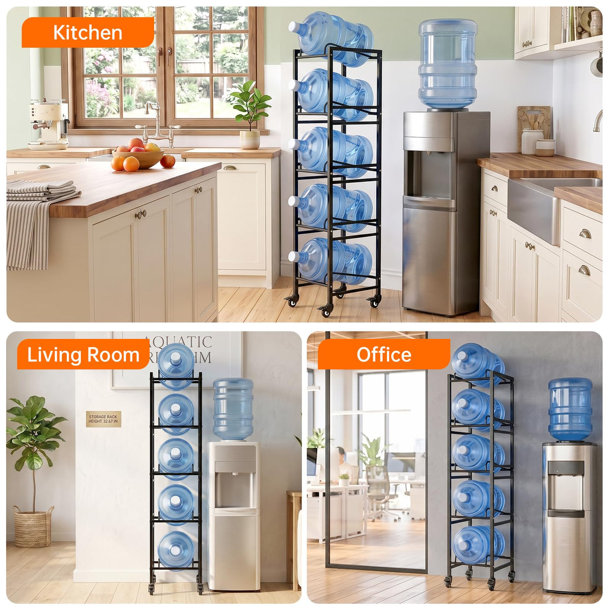 5 Gallon Water Jug Holder with 4 Locking Casters T7703