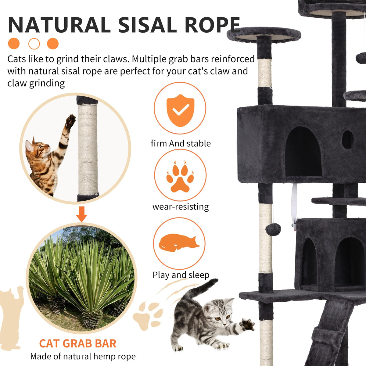 Dark Gray Multi-Level Cat Tree L218146