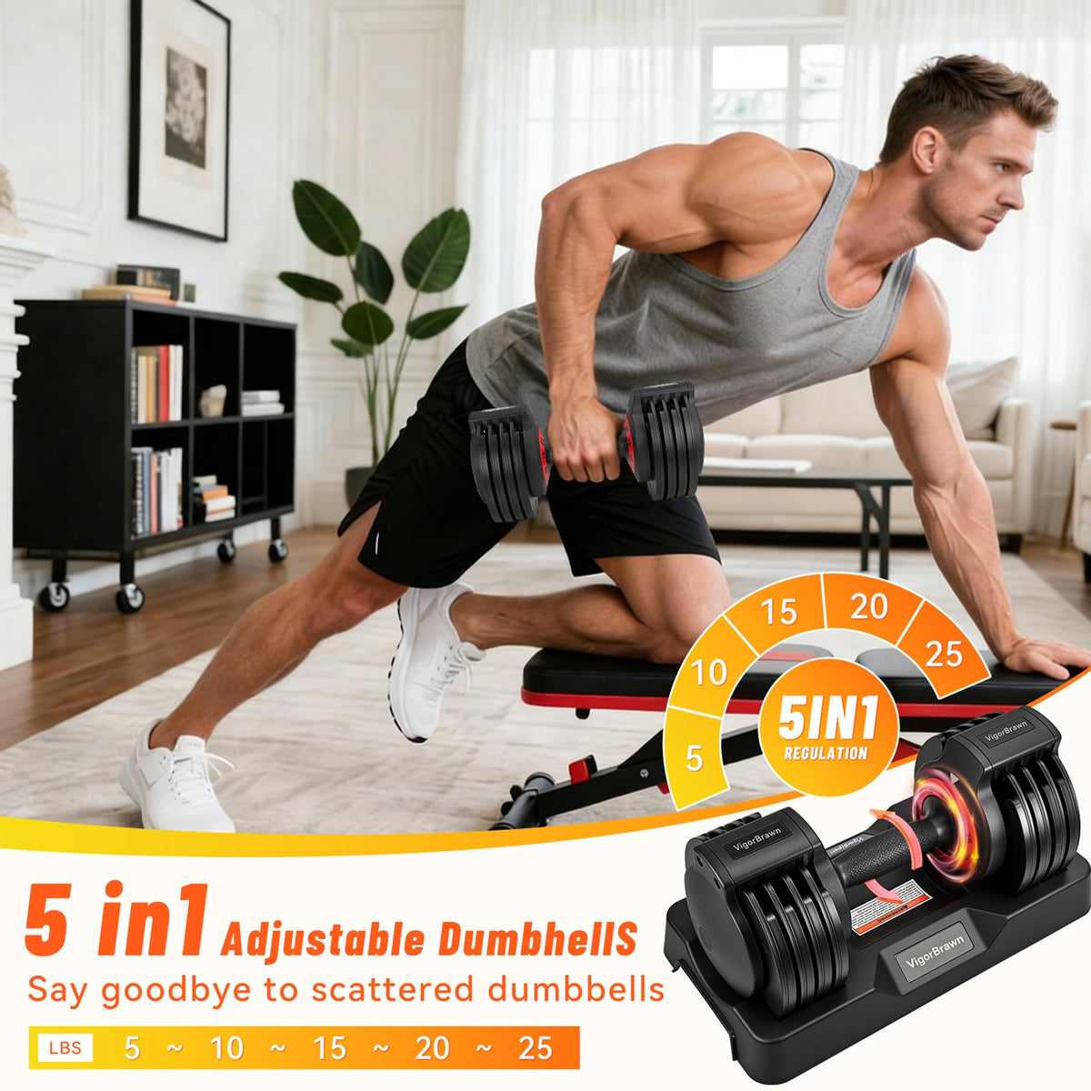 Adjustable Dumbbell Set with Storage Case Q7682