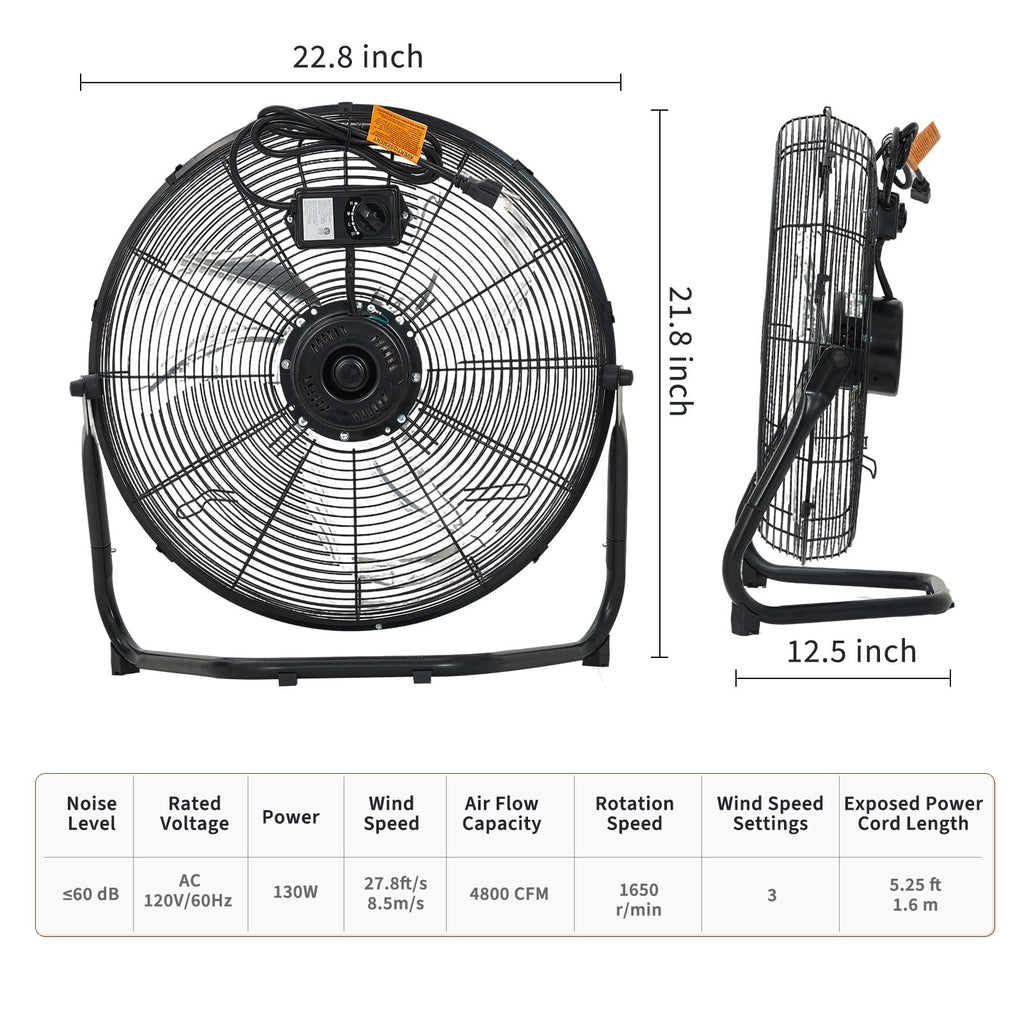 20 Inch 3 Speed High Velocity Floor Fan X1669