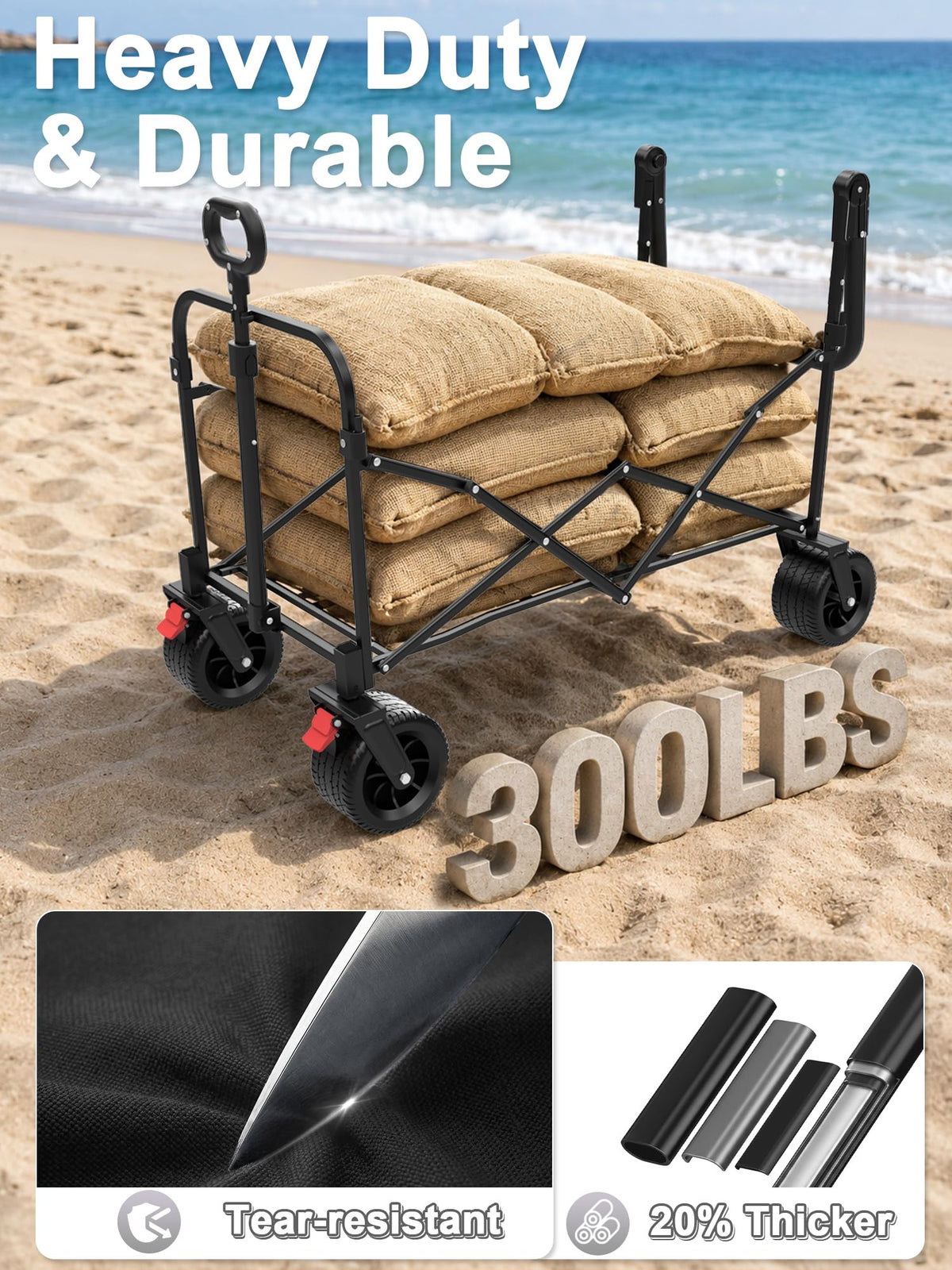 Collapsible Wagon with Canopy Black W4085