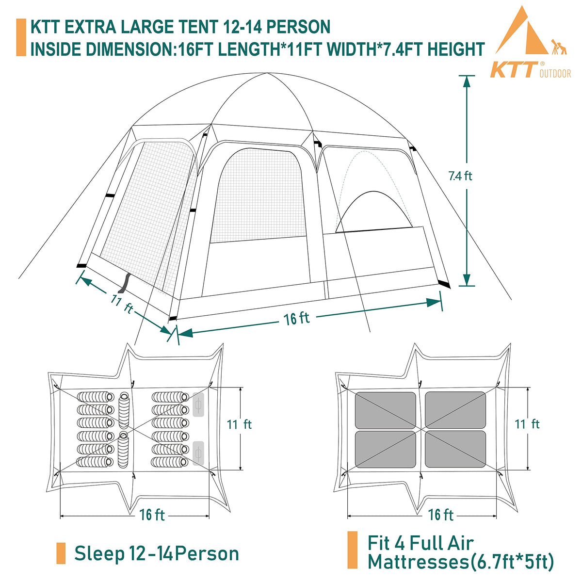 Extra Large 10-12-14 Person Cabin Tent B633587