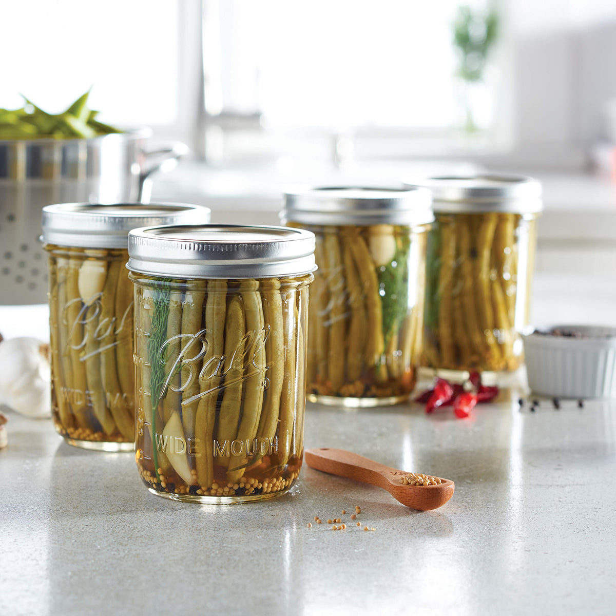 16-Ounce Glass Mason Jar with Lids and Bands, 12-Count T372666