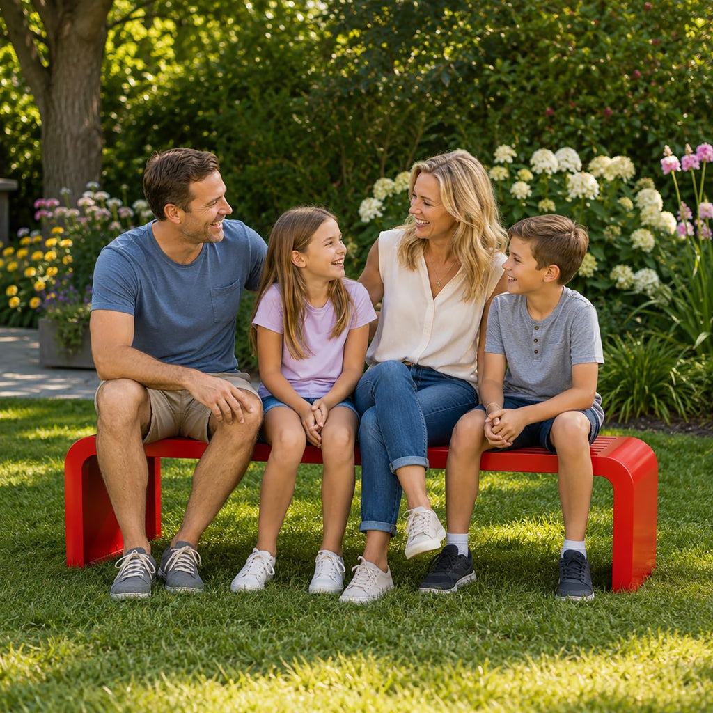 Red Metal Outdoor Patio Garden Bench 660lbs 39in O2491