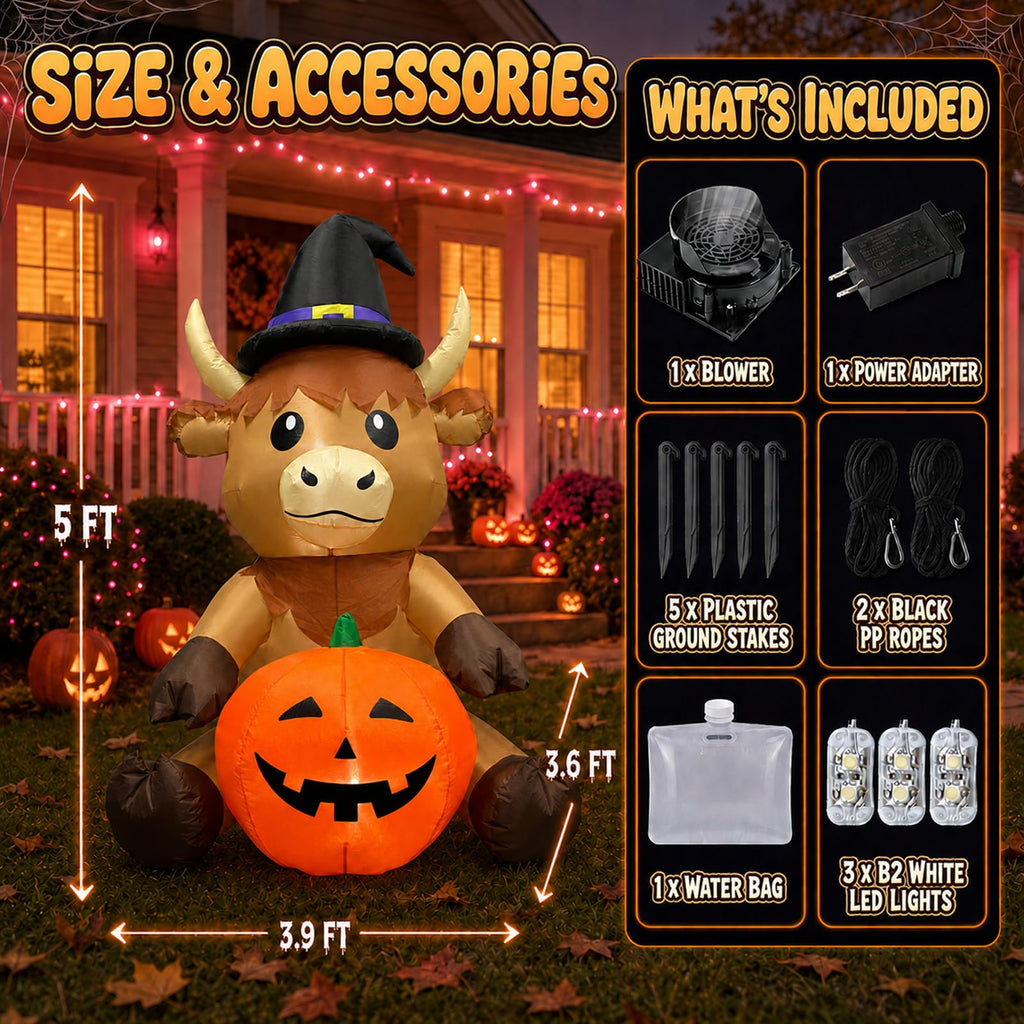 5FT Inflatable Highland Cow Outdoor Decorations L10371
