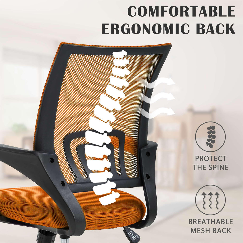 Orange Adjustable Mesh Office Chair with Lumbar Support O5424